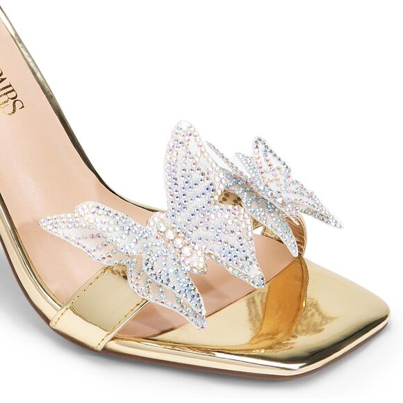 Dream Pairs Women Gold-pat Faux Leather Open Square Toe Stilletos Heels Shoes - Picture 3 of 7